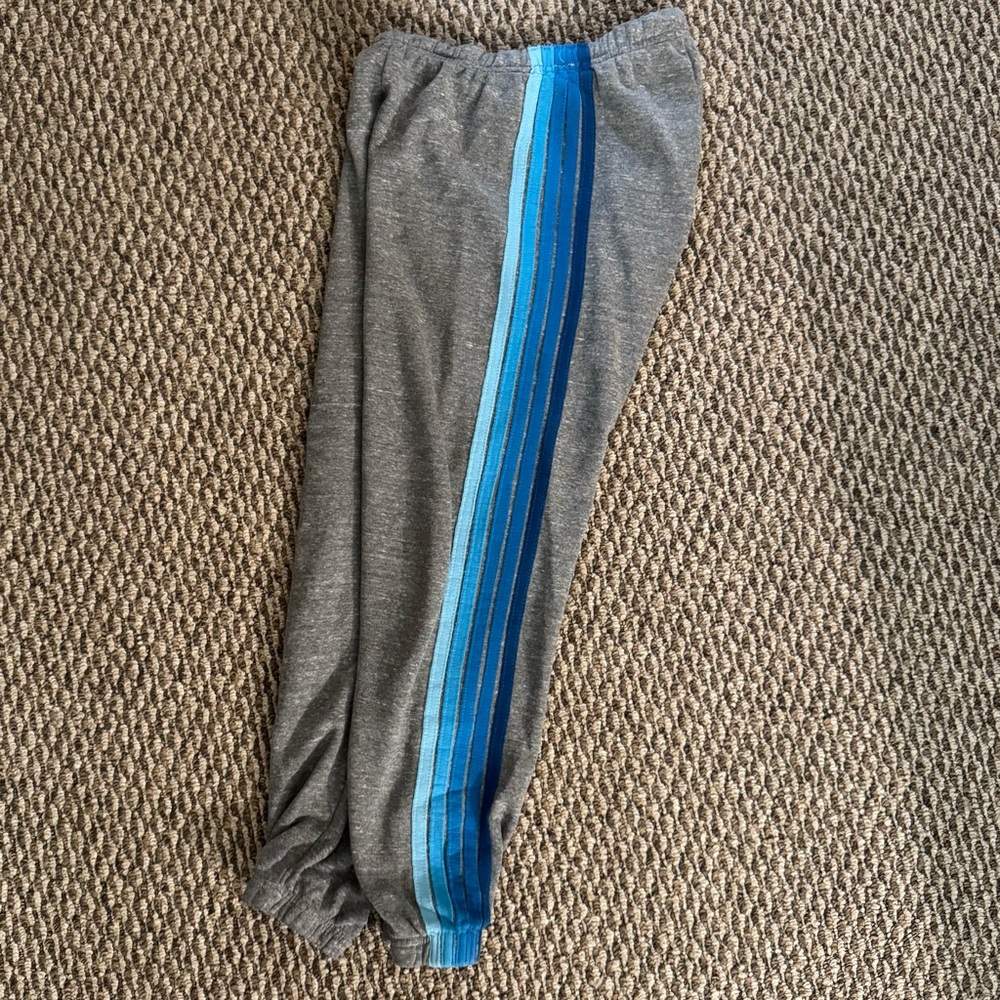 Aviator Nation 5 stripe sweatpants - heather grey // blue *EUC* XS